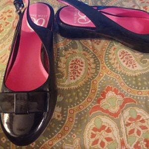 Nine West 3.5 3 1/2 girls black flats dress shoes bow